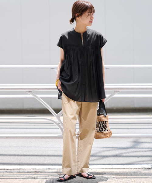 追加》手洗い可 / ボイルピンタックフレンチブラウス（シャツ/ブラウス