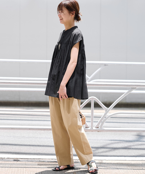 JOURNAL STANDARD relume(ジャーナルスタンダード レリューム)の「《追加》手洗い可 / ボイルピンタックフレンチブラウス(シャツ/ブラウス・レディース・ブラック/ホワイト/ブルー系その他・FREE)」の6枚目の写真