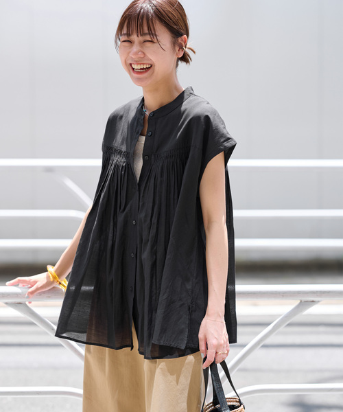 JOURNAL STANDARD relume(ジャーナルスタンダード レリューム)の「《追加》手洗い可 / ボイルピンタックフレンチブラウス(シャツ/ブラウス・レディース・ブラック/ホワイト/ブルー系その他・FREE)」の11枚目の写真
