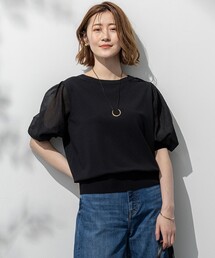 【洗える】シアーチェッククロスコンビ ニット