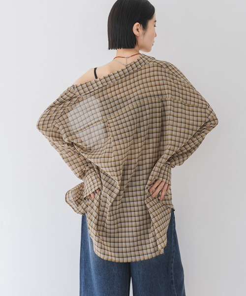 JEANASIS（ジーナシス）の「コットンボイルシアーチェックシャツ/414165（シャツ/ブラウス・レディース・イエロー系その他/ブラウン系その他/ブラック系その他・FREE）」の21枚目の写真