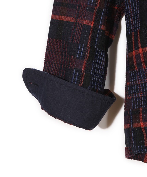 MEN'S BIGI（メンズビギ）の「【Wax London/ワックスロンドン】Whiting バスケット織チェック柄シャツジャケット（ブルゾン・メンズ・ブラック系その他/ネイビー・04/03/02）」の12枚目の写真