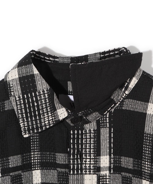 MEN'S BIGI（メンズビギ）の「【Wax London/ワックスロンドン】Whiting バスケット織チェック柄シャツジャケット（ブルゾン・メンズ・ブラック系その他/ネイビー・04/03/02）」の5枚目の写真