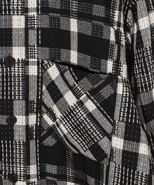 MEN'S BIGI（メンズビギ）の「【Wax London/ワックスロンドン】Whiting バスケット織チェック柄シャツジャケット（ブルゾン・メンズ・ブラック系その他/ネイビー・04/03/02）」の8枚目の写真