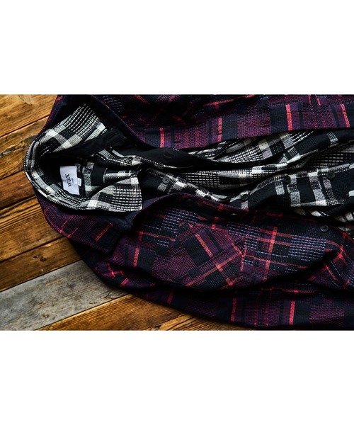 MEN'S BIGI（メンズビギ）の「【Wax London/ワックスロンドン】Whiting バスケット織チェック柄シャツジャケット（ブルゾン・メンズ・ブラック系その他/ネイビー・04/03/02）」の17枚目の写真