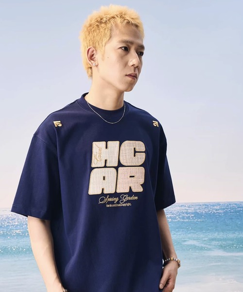 ツイードロゴTシャツ ビッグシルエット ストリート ユニセックス