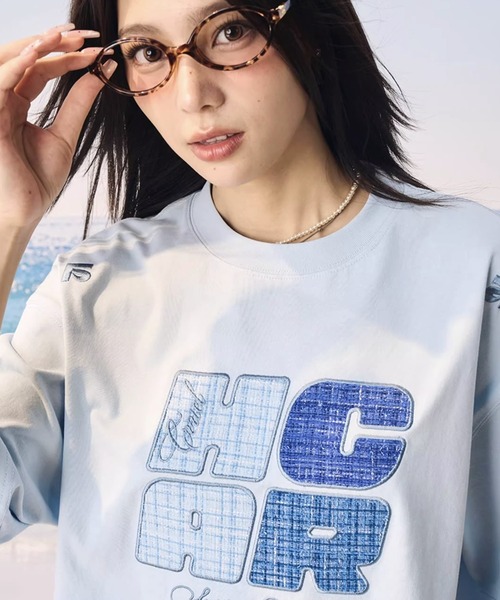 ツイードロゴTシャツ ビッグシルエット ストリート ユニセックス