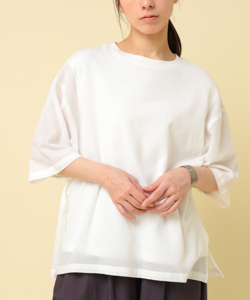 RNA-N(アールエヌエーエヌ)の「M2424 コットンワッシャーレイヤードTシャツ(Tシャツ/カットソー・レディース・レッド/ブラック/オフホワイト・FREE)」の2枚目の写真