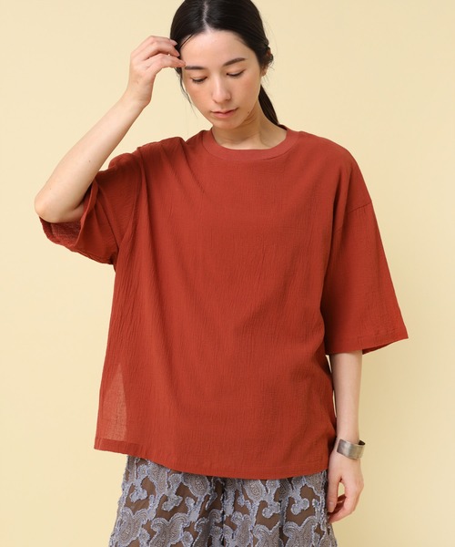 RNA-N(アールエヌエーエヌ)の「M2424 コットンワッシャーレイヤードTシャツ(Tシャツ/カットソー・レディース・レッド/ブラック/オフホワイト・FREE)」の6枚目の写真