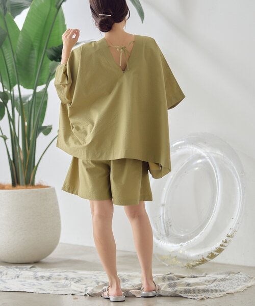 CIAOPANIC TYPY（チャオパニックティピー）の「【WEB限定】シアーサッカーカバーアップラッシュショーツ（水着・レディース・カーキ/ベージュ/マスタード・MEDIUM/LARGE）」の21枚目の写真