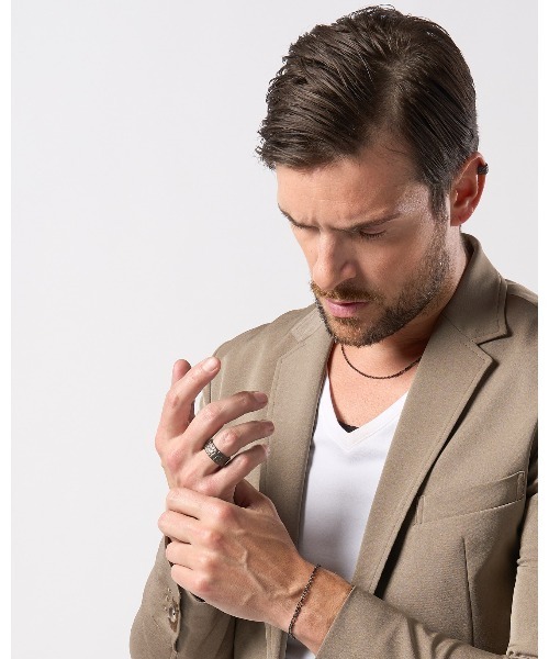 wjk（ダヴルジェイケイ）の「IVXLCDM ×wjk  croco pattern middle ring（リング・メンズ・ブラック・21/19/17）」の3枚目の写真