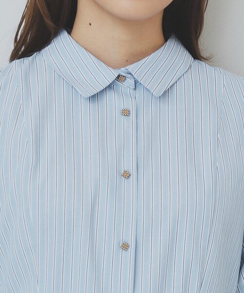 セール】ストライプシャツワンピース【洗濯機洗い可/イージーアイロン