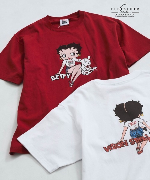 tシャツ 「VISION × Betty Boop＆#8482;」ヴィンテージプリントＴシャツ「洗濯機で洗える」 レディース VISION × Betty BoopTM】ヴィンテージプリントTシャツ≪洗濯機