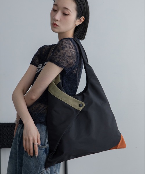 [MONOLOGUE]★HOT★大人気★ファブリック配色トートバッグ FUNALIVE トートバッグ JUNESELECT 天ファスナー付き帆布