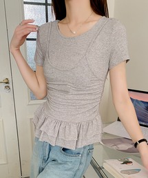 【Jasmine】レイヤード風裾フリルTシャツ (SS)