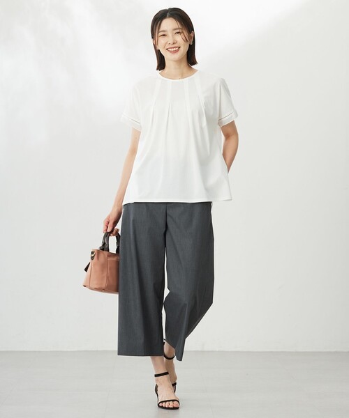 tシャツ 「洗える・接触冷感」プレーティングジャージー フレア カットソー レディース 洗える・接触冷感】プレーティングジャージー フレア カットソー