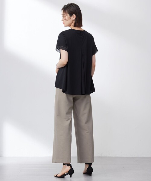 tシャツ 「洗える・接触冷感」プレーティングジャージー フレア カットソー レディース 洗える・接触冷感】プレーティングジャージー フレア カットソー