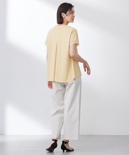 【洗える・接触冷感】プレーティングジャージー フレア カットソー 洗える・接触冷感】プレーティングジャージー フレア カットソー