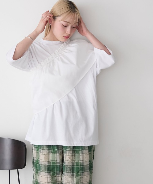 forksy.(フォルクシー)の「【forksy.】〈2点セット〉オーバーサイズTシャツ & ペプラムビスチェ(Tシャツ/カットソー・レディース・ブラック/ホワイト系/ホワイト・FREE)」の9枚目の写真