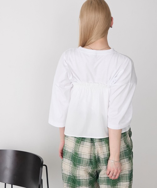 forksy.(フォルクシー)の「【forksy.】〈2点セット〉オーバーサイズTシャツ & ペプラムビスチェ(Tシャツ/カットソー・レディース・ブラック/ホワイト系/ホワイト・FREE)」の12枚目の写真