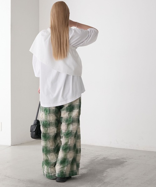 forksy.(フォルクシー)の「【forksy.】〈2点セット〉オーバーサイズTシャツ & ペプラムビスチェ(Tシャツ/カットソー・レディース・ブラック/ホワイト系/ホワイト・FREE)」の19枚目の写真