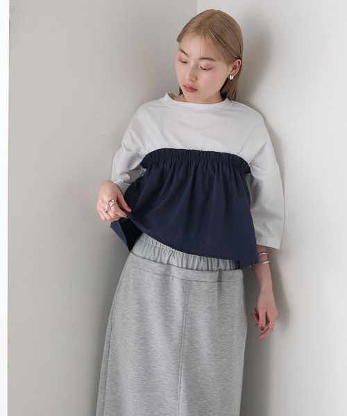 forksy.(フォルクシー)の「【forksy.】〈2点セット〉オーバーサイズTシャツ & ペプラムビスチェ(Tシャツ/カットソー・レディース・ブラック/ホワイト系/ホワイト・FREE)」の21枚目の写真