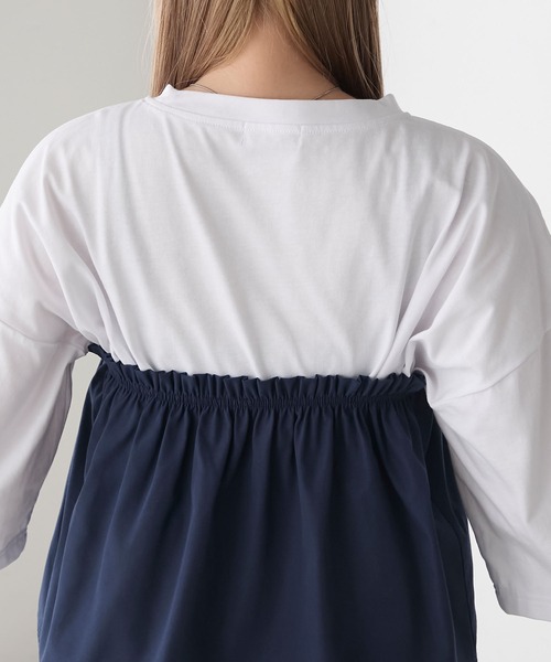 forksy.(フォルクシー)の「【forksy.】〈2点セット〉オーバーサイズTシャツ & ペプラムビスチェ(Tシャツ/カットソー・レディース・ブラック/ホワイト系/ホワイト・FREE)」の4枚目の写真