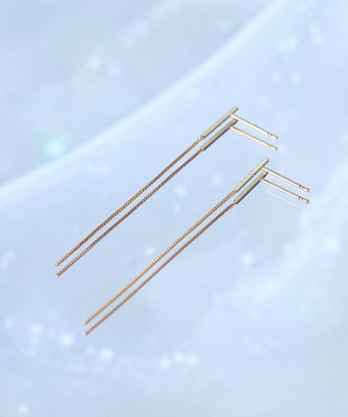 JUPITER(ジュピター)の「【K10】バー&ベネチアンチェーンロングピアス<動画あり>(ピアス(両耳用)・レディース・ゴールド・FREE)」の2枚目の写真