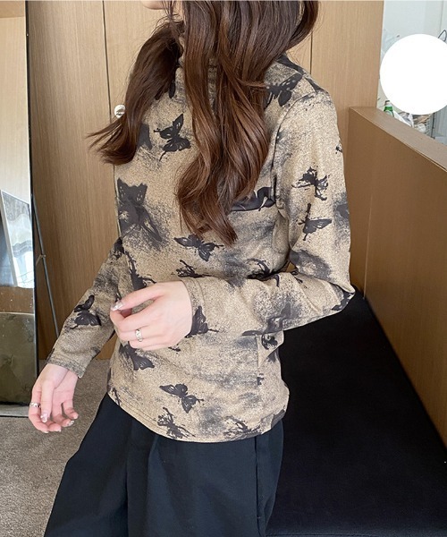 shoppinggo（ショッピングゴー）の「トップス シンプル 長袖tシャツ（Tシャツ/カットソー・レディース・パープル/キャメル/ブラック・FREE）」の12枚目の写真