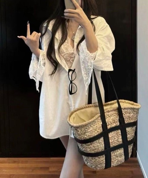 CANVAS+(キャンバスプラス)の「【CANVAS+】インナーレース×シャツアンサンブル(アンサンブル・レディース・ホワイト・M)」の18枚目の写真