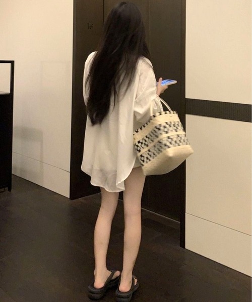CANVAS+(キャンバスプラス)の「【CANVAS+】インナーレース×シャツアンサンブル(アンサンブル・レディース・ホワイト・M)」の4枚目の写真