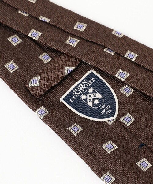 JOHN COMFORT（ジョンコンフォート）の「JOHN COMFORT / シルク 小紋柄 ジャカード ネクタイ（ネクタイ・メンズ・ブラウン/ネイビー・ONE SIZE）」の4枚目の写真