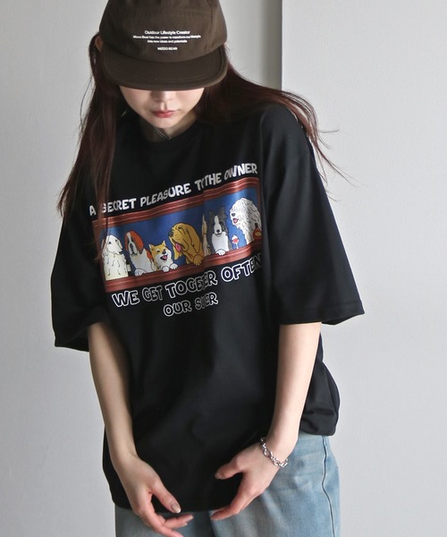 COURO（コウロ）の「夕食アニマルプリントTシャツ（Tシャツ/カットソー・レディース・ブラック/ホワイト系/チャコールグレー/オートミール/チャコール/ブラック系/ホワイト/ライトグレー系・M/XL/L）」の5枚目の写真