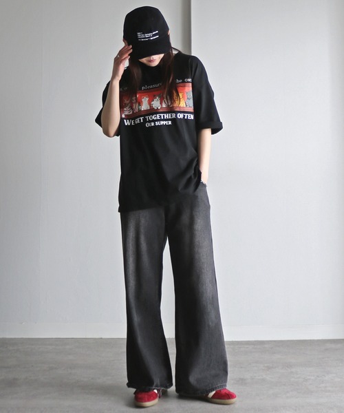 COURO（コウロ）の「夕食アニマルプリントTシャツ（Tシャツ/カットソー・レディース・ブラック/ホワイト系/チャコールグレー/オートミール/チャコール/ブラック系/ホワイト/ライトグレー系・M/XL/L）」の9枚目の写真