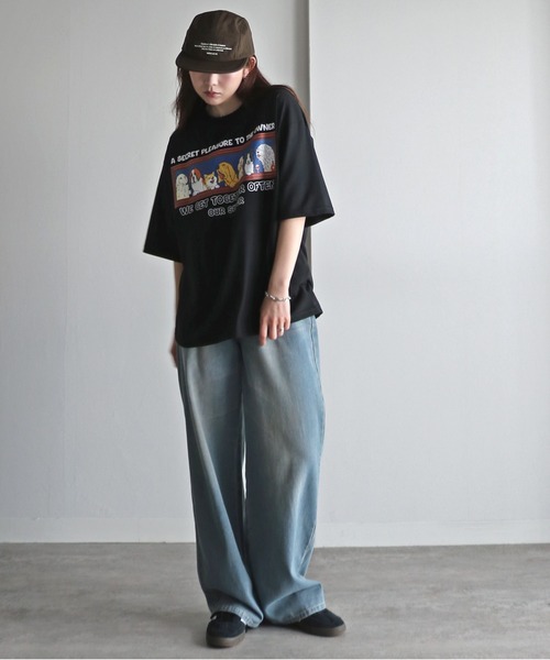 COURO（コウロ）の「夕食アニマルプリントTシャツ（Tシャツ/カットソー・レディース・ブラック/ホワイト系/チャコールグレー/オートミール/チャコール/ブラック系/ホワイト/ライトグレー系・M/XL/L）」の12枚目の写真