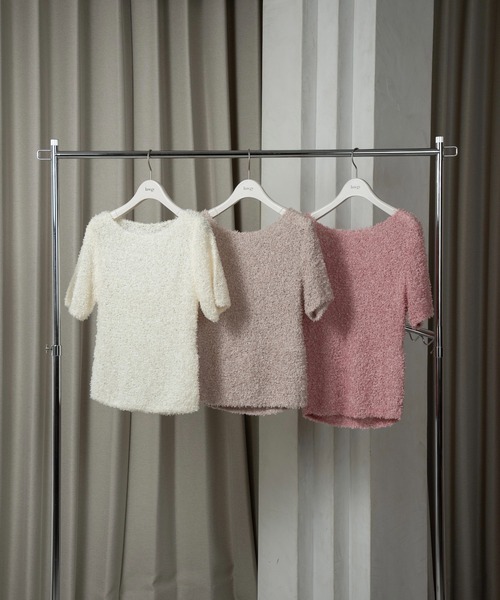 lawgy（ラウジー）の「tape yarn short sleeves tops / テープヤーンショートスリーブストップス（その他トップス・レディース・ベージュ/アイボリー/ピンク・FREE）」の10枚目の写真