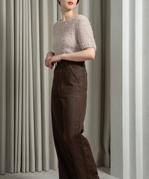 lawgy（ラウジー）の「tape yarn short sleeves tops / テープヤーンショートスリーブストップス（その他トップス・レディース・ベージュ/アイボリー/ピンク・FREE）」の7枚目の写真