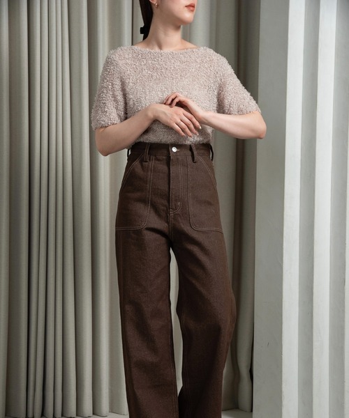 lawgy（ラウジー）の「tape yarn short sleeves tops / テープヤーンショートスリーブストップス（その他トップス・レディース・ベージュ/アイボリー/ピンク・FREE）」の8枚目の写真