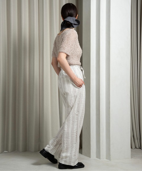 lawgy（ラウジー）の「tape yarn short sleeves tops / テープヤーンショートスリーブストップス（その他トップス・レディース・ベージュ/アイボリー/ピンク・FREE）」の5枚目の写真