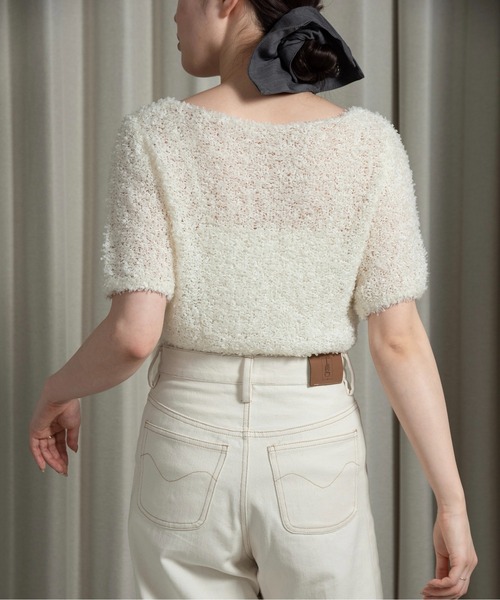 lawgy（ラウジー）の「tape yarn short sleeves tops / テープヤーンショートスリーブストップス（その他トップス・レディース・ベージュ/アイボリー/ピンク・FREE）」の14枚目の写真