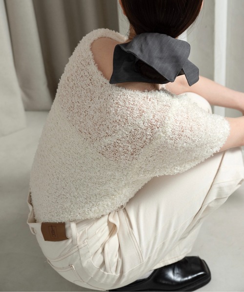 lawgy（ラウジー）の「tape yarn short sleeves tops / テープヤーンショートスリーブストップス（その他トップス・レディース・ベージュ/アイボリー/ピンク・FREE）」の13枚目の写真