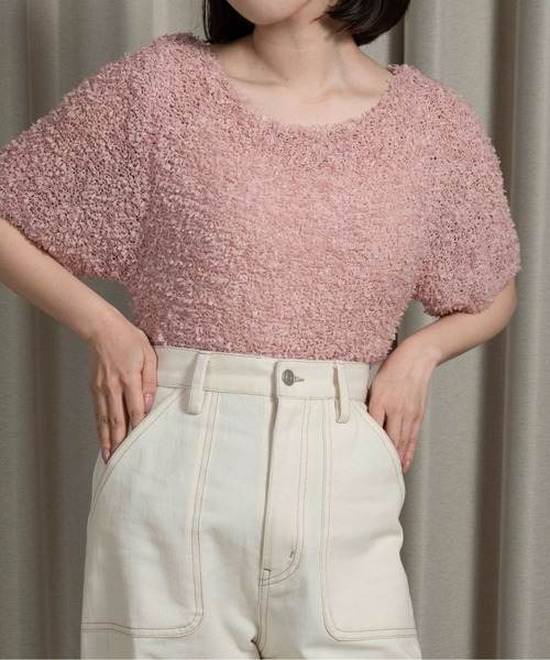 lawgy（ラウジー）の「tape yarn short sleeves tops / テープヤーンショートスリーブストップス（その他トップス・レディース・ベージュ/アイボリー/ピンク・FREE）」の11枚目の写真