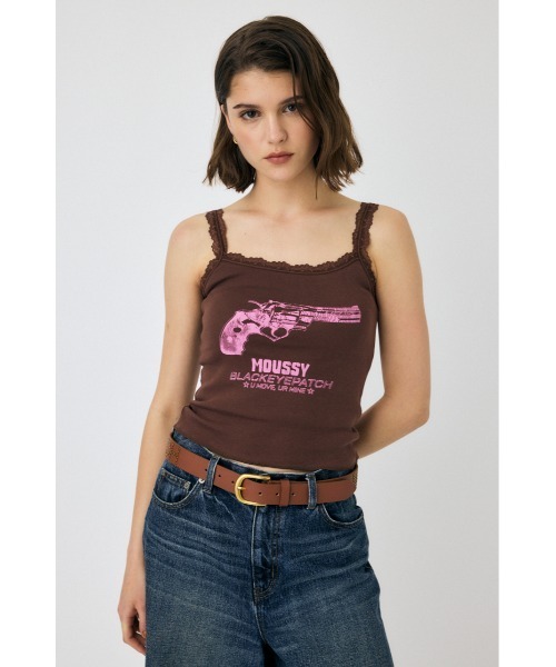 MOUSSY BEP GUN GRAPHIC キャミソール ブラウン MOUSSY BEP GUN GRAPHIC キャミソール ブラウン