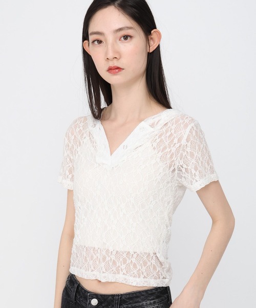 セール】3.3 Field Trip／レース半袖フーディー（Tシャツ