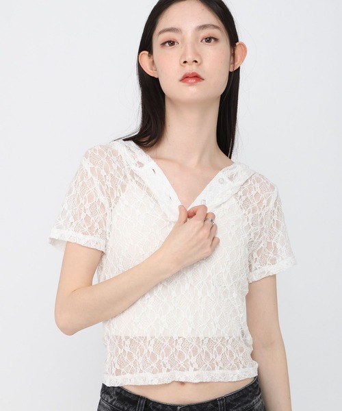 セール】3.3 Field Trip／レース半袖フーディー（Tシャツ