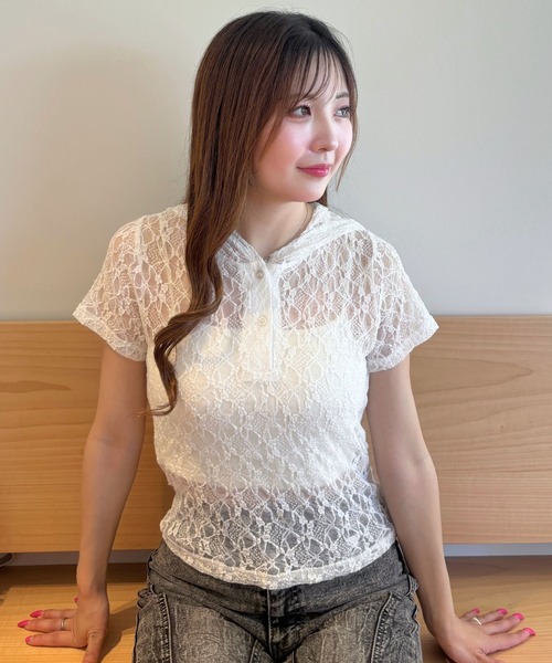 セール】3.3 Field Trip／レース半袖フーディー（Tシャツ