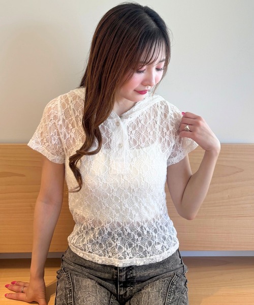 tシャツ 3.3 Field Trip／レースフーディー レディース セール】3.3 Field Trip／レース半袖フーディー（Tシャツ