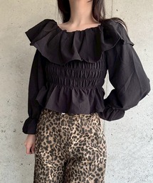 フリルオフショルブラウス