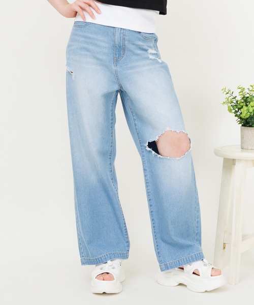 PINKHUNT 新品 まとめセット L(160サイズ) セール】PINKHUNT ピンクハント ダメージ加工 デニムロング