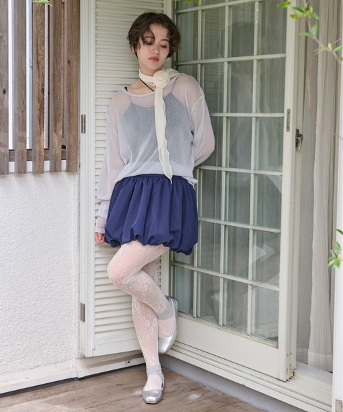 loin nuit(ロワンニュイ)の「glitter sheer long sleeve tops / グリッターシアーロングスリーブトップス(Tシャツ/カットソー・レディース・ホワイト/グレー/ラベンダー・FREE)」の8枚目の写真